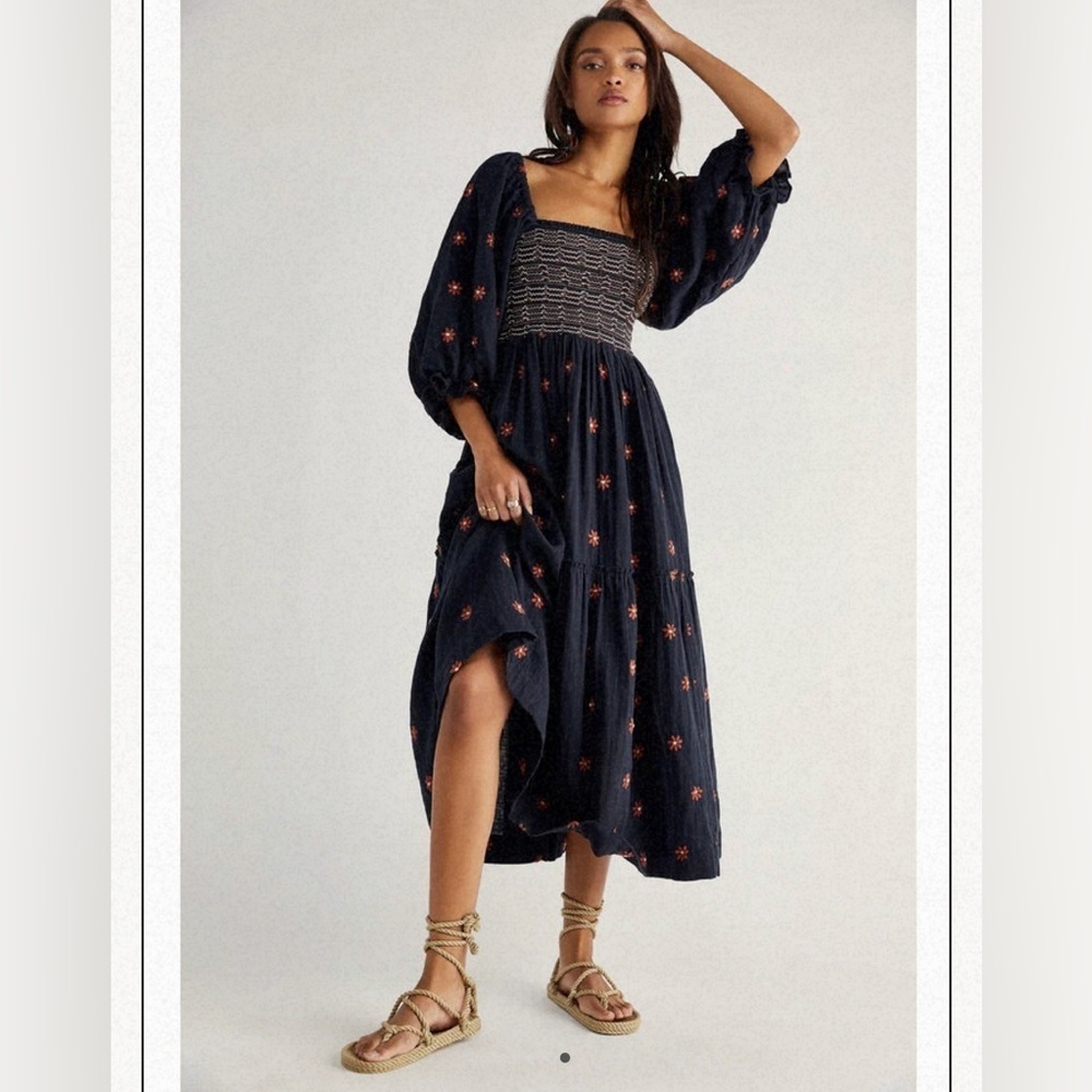 Free people Dahlia Embroidered Maxi Dress
